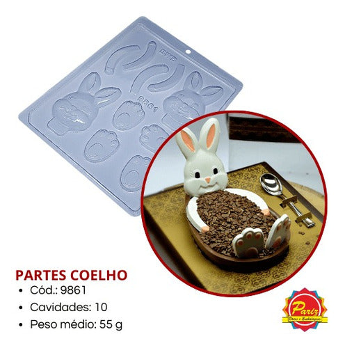 Kit 3 Forma Partes Coelho Simples Sem Silicone C.9861 Bwb 1