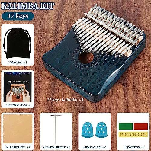 Kalimba Premium De 17 Notas Azul 1