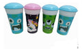 Set of 4 Kids Plastic Cups with Straw and Lid 750ml Children's Cups 0