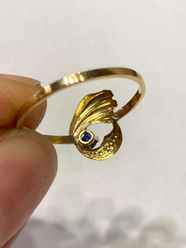 Luli 18k Gold Ring with Legit Blue Sapphire - Modern Design Sale 1