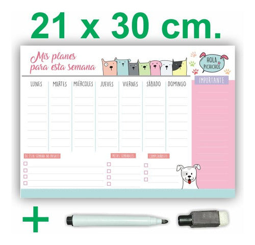 Magnetic Weekly Planner Whiteboard Organizer 21x30 with Marker and Eraser 20