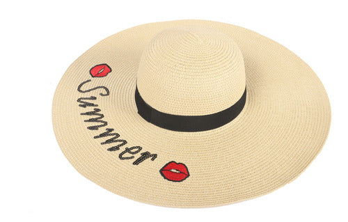 Las Oreiro Women's Straw Hat Wide Brim Summer Print 2