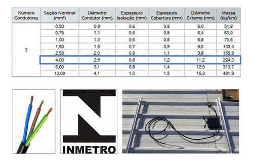 Cabo Pp 3 Vias 3x4mm² Para Microinversor Solar - 4 Metros 1