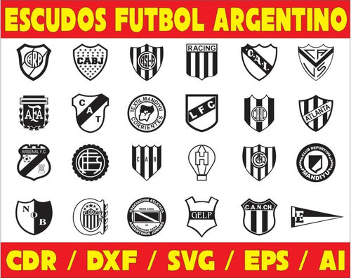 Vectores Corte Laser - Pack Escudos Futbol Argentino 1