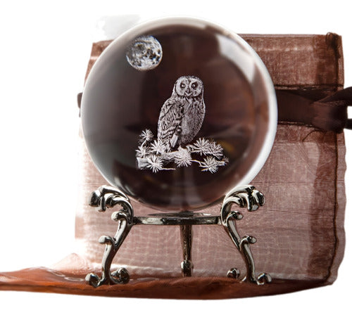 Hdcrystalgifts 3D Laser Crystal Ball Paperweight Owl 60mm 0