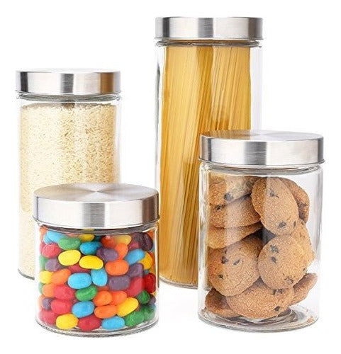 EatNeat Set of Glass Containers 4 Pieces with Stainless Steel Lids 0