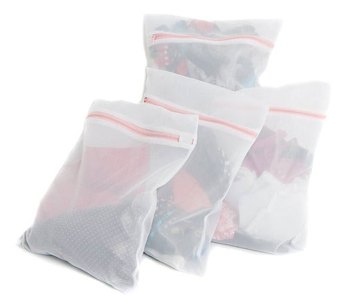 Set of 3 Laundry Mesh Bags with Zipper Closure 40 x 50 cm 0