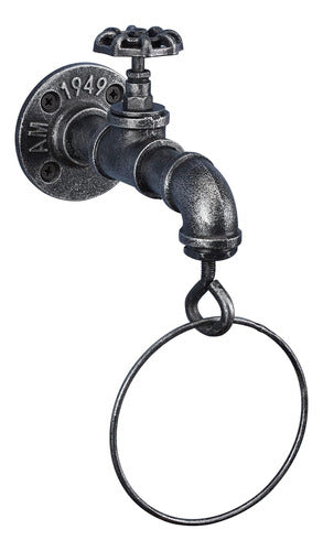 Barnyard Designs Industrial Rustic Vintage Towel Ring Silver 0