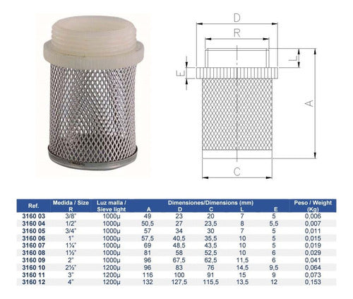 Filtro Canasto Para Válvula De Retención Ø 3'' Genebre 1