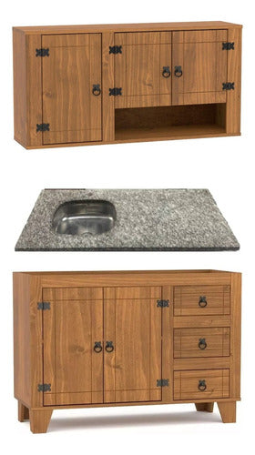 Kapan Under Counter + Upper Cabinet with 3 Doors + Gray Granite Sink 0