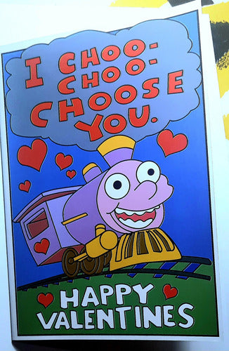 Tarjeta Impresa Maquinita Choo Choo Simpsons - San Valentín 0