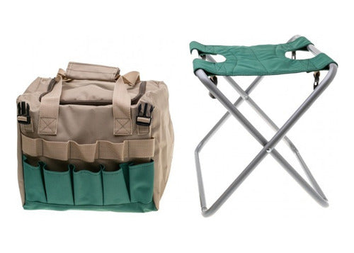 Folding Camping Chair with Organizer Bag for Gardening and Fishing 0