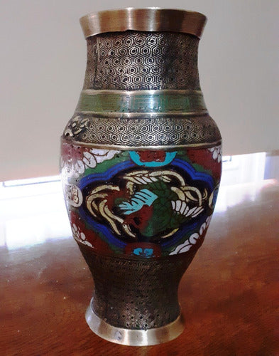 Antiguo   Bronze Vase Cloisonné 0