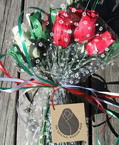 The Original Wooden Rose Christmas Flower Bouquet Closed Bud (2 Dozen) 5