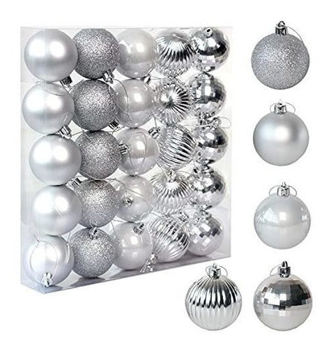 Jarcgoer Christmas Ball Ornaments, 25 pcs - 6cm - Silver 0