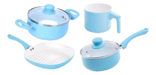 Carol Cookware Set Celeste Pastel Casseroles + Jug + Griddle 0