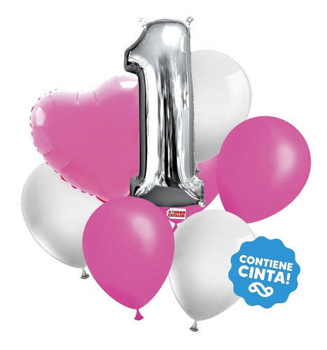 Globox Set Of 9 Pink Balloons 1 Year 0