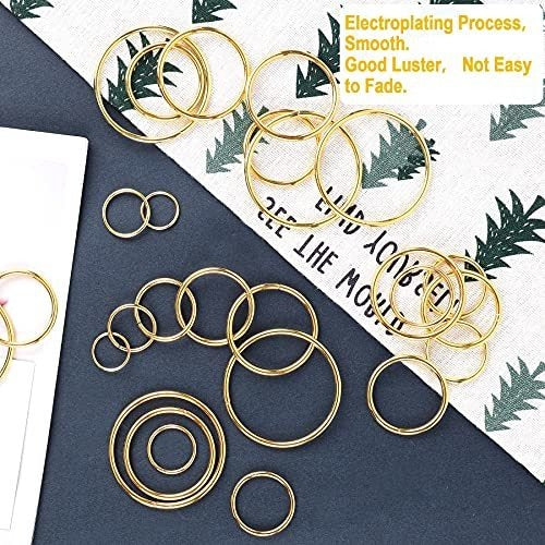 60pcs 6 Sizes Gold Metal O Rings Multi-purpose Buckle Loop Ring for Crafts - 15mm, 20mm, 25mm, 32mm, 38mm, 50mm 4