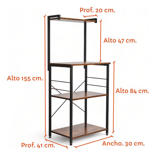 Vasagle Industrial Kitchen Rack 4-Tier Wood & Iron 6