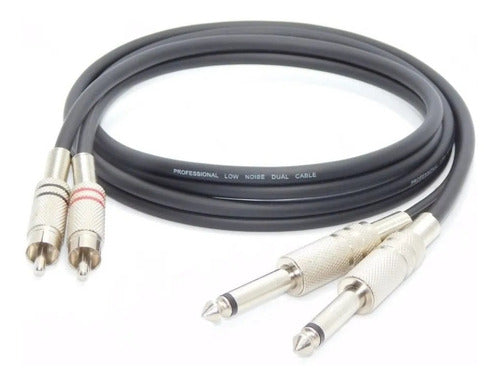 MS Professional Audio Cable 2 RCA to 6.5mm Mono Plug 1 Meter 0