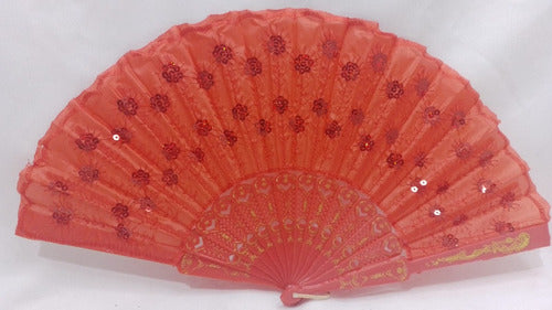 Vintage Dance Sequin Fabric Fan for Weddings Souvenir 17