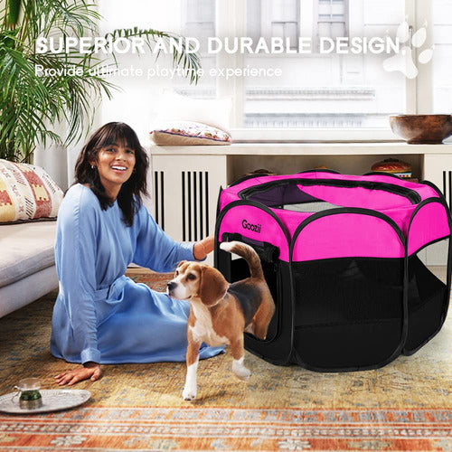 Goozii Foldable Pet Playpen for Dogs - 73cmx73cmx43cm - Pink 1