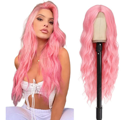 BUPPLER Long Pink Wig 28 Synthetic 1