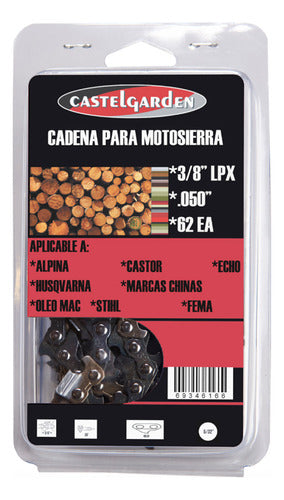 Cadena Motosierra Armada Castel Garden 3 / 8 Lpx 050 X 62 0