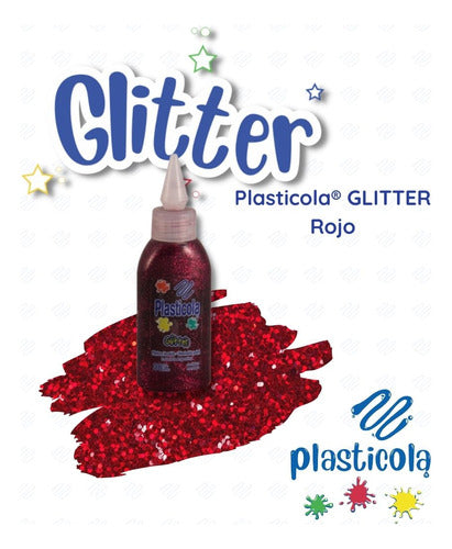 Adhesivo Glitter Plasticola 38gr Rojo X12 0