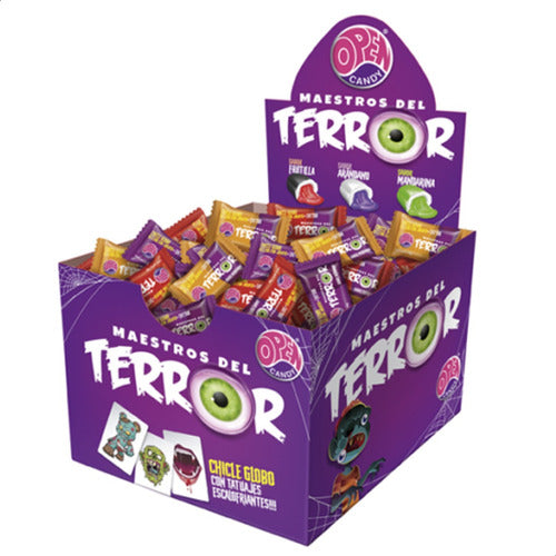 Open Candy Maestros Del Terror Chewing Gum with Tatoo Display x50 Units Best Price 1
