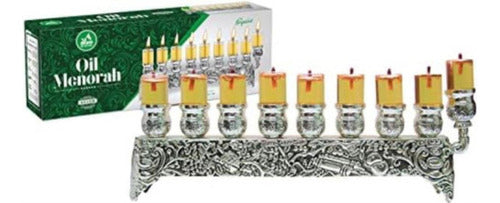 Ner Mitzvah Silver Plated Oil Wall Menorah - Fits Standard Chanukah Oil 2