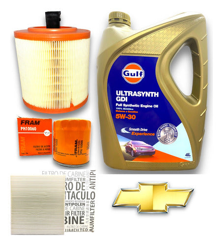 Kit 3 Filtros + Aceite Gulf 5w30 Chevrolet Cruze 1.4 Turbo 0