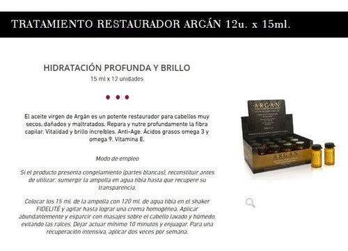 Fidelité Ampolla Tratamiento Restaurador Argán 12u. X 15ml. 1