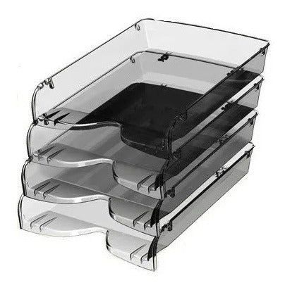 Pizzini Acrylic Stacking Tray Paper Holder 4 Levels Transparent Crystal 1