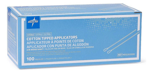 Aplicador De Madeira Com Ponta De Algodão Medline Sterile 6c 3