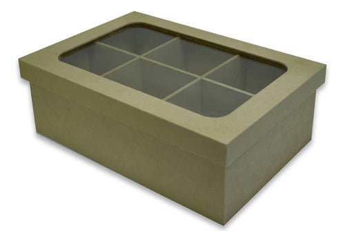 El Taller de Jorge Elegant Tea Box with Lid and Viewing Window - 6 Compartments 1