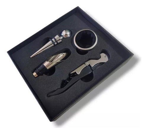 Set De Accesorios Para Vino 4 Piezas En Caja Ideal Regalo 0