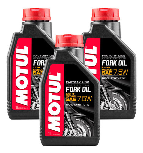 Kit 3l Motul Fork Oil Factory Line Light / Medium 7.5w 0