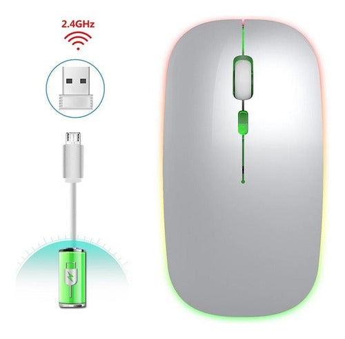 2.4 GHZ Wireless Mouse M40: Rechargeable Battery & LED Lights 2