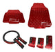 Grupo Dago Sports Aluminum Pedal Set + Tuning Floor Mats + Leather Steering Wheel Cover + Seat Belt Cover Set 0