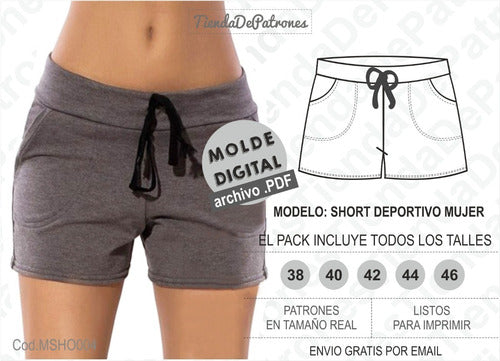 Universo Imprimible Molde Patron Imprimible Short Deportivo Mujer Talles 38 A 46 1