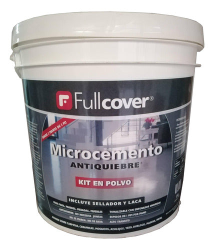 Microcemento Antiquiebre 5m2 Kit Fullcover Sellador Y Laca 0