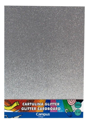 Campus Glitter Cardstock 3 Sheets A4 5