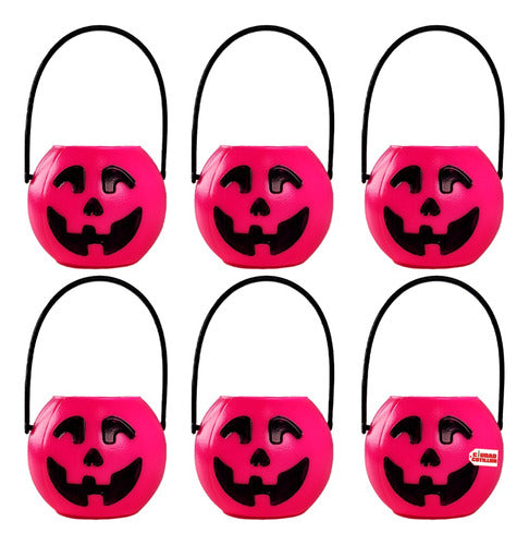 Halloween Caldero X6 Calabaza 6x5 Cm Halloween Caramelera Fucsia - Cc 0