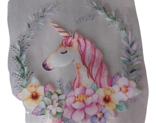 Aplique Para Ropa Unicornio/flores Transfer 0