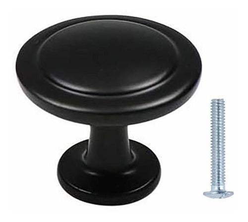 LICTOP 25 Pack Flat Black Cabinet Hardware Round Knob 1-1/4 In (32 Mm) Diameter Zinc Alloy Cabinet Drawer Knobs For Home & Kitchen 2