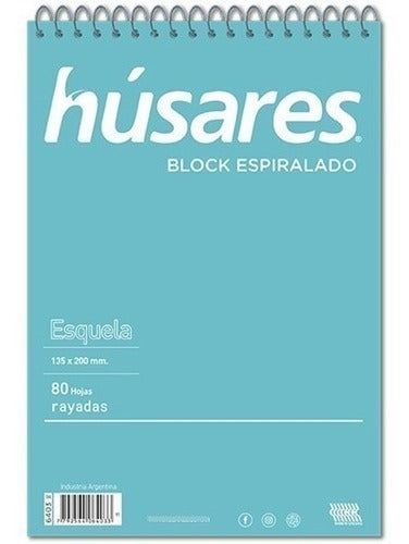 Húsares A5 Spiral Bound Notebook - 6403 Esquela - 80 Lined Pages 0