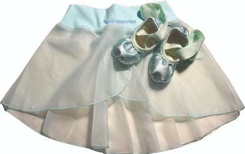 Elasticated Glitter Metal Satin Ribbons Ballet Shoes + Skirt Set 9