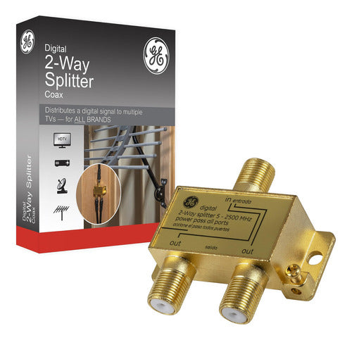 GE Digital Coaxial Splitter 2-Way, 2.5 GHz 5-2500 MHz, Compa 1