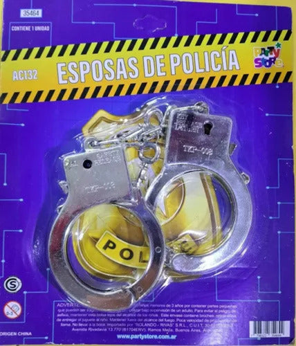 T69Congreso Metal Handcuffs with Key - Police Costume Accessory 1